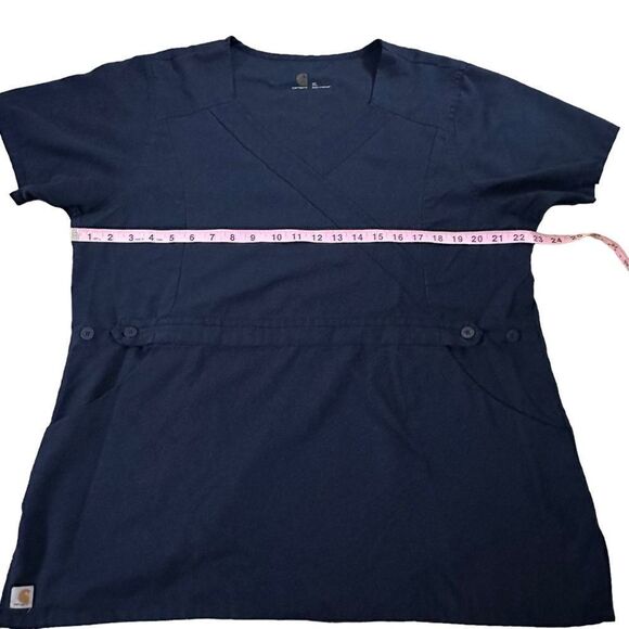Carhartt ~ Navy Scrub Top ~ side buttons for an adjustable fit ~ size XLarge - Picture 4 of 9